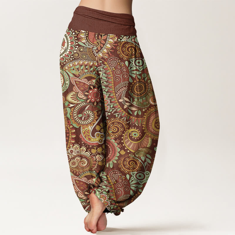 Buddha Stones Baumwoll-Haremshose mit traditionellem Paisley-Muster und elastischem Bund für Damen - image 9