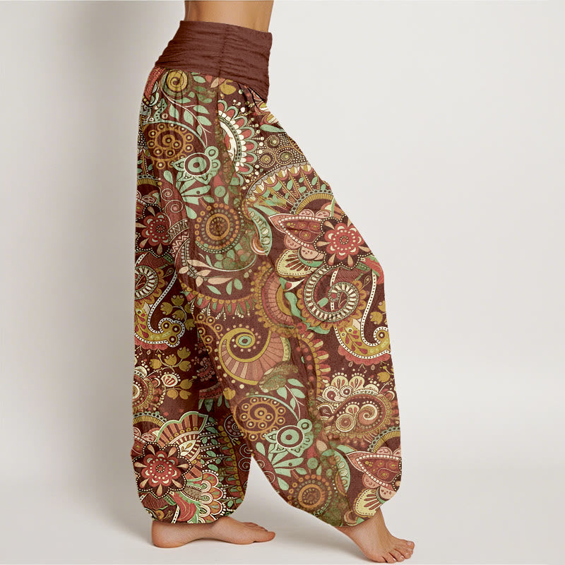 Buddha Stones Baumwoll-Haremshose mit traditionellem Paisley-Muster und elastischem Bund für Damen - image 10