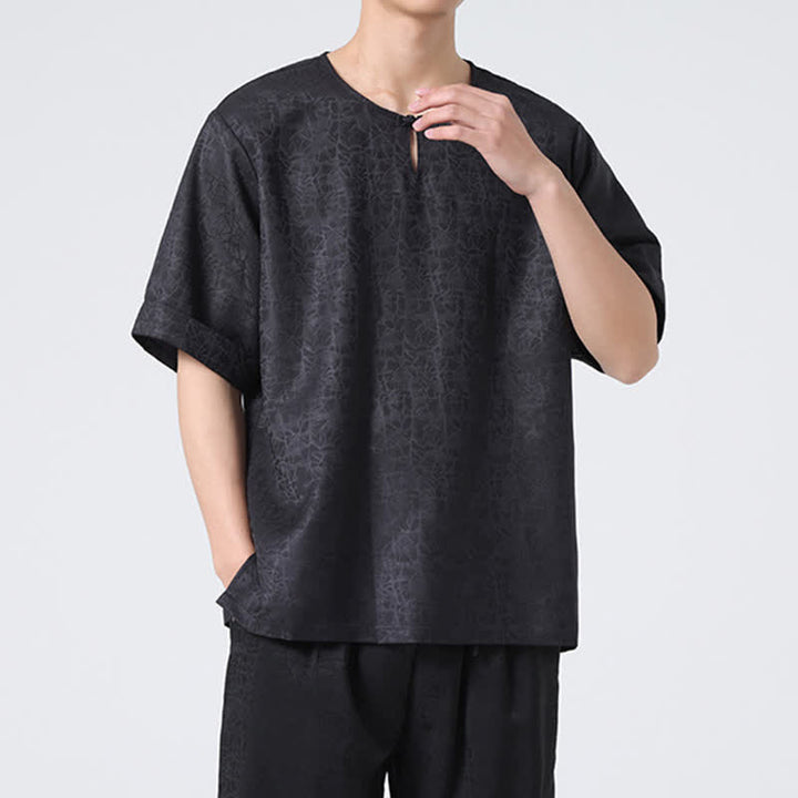 Buddha Stones Sommerliches Retro-T-Shirt mit Knister- und Wolkenmuster, Kurzarm, für Herren - image 31