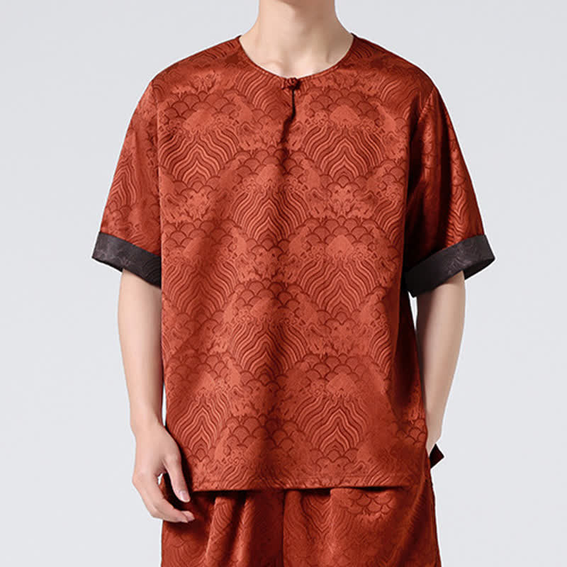 Buddha Stones Sommerliches Retro-T-Shirt mit Knister- und Wolkenmuster, Kurzarm, für Herren - image 16