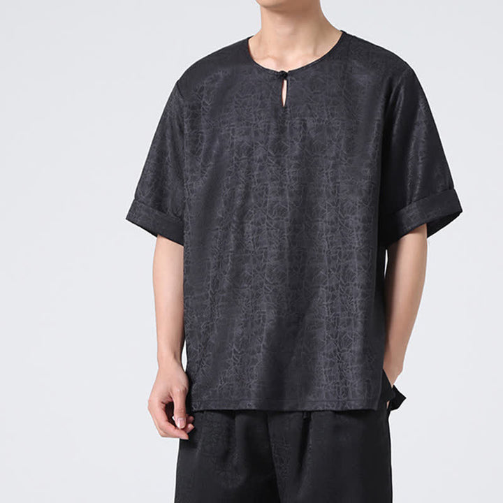 Buddha Stones Sommerliches Retro-T-Shirt mit Knister- und Wolkenmuster, Kurzarm, für Herren - image 28