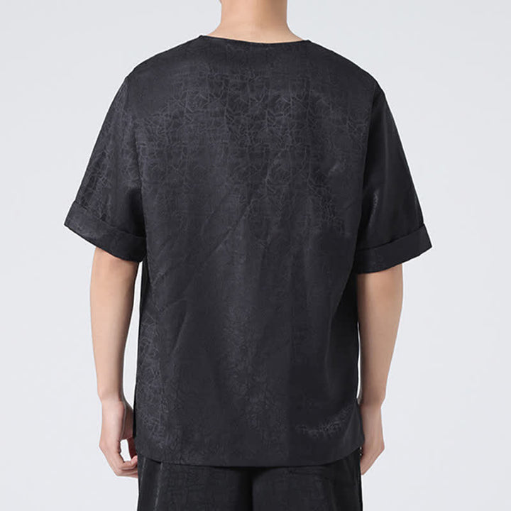 Buddha Stones Sommerliches Retro-T-Shirt mit Knister- und Wolkenmuster, Kurzarm, für Herren - image 27