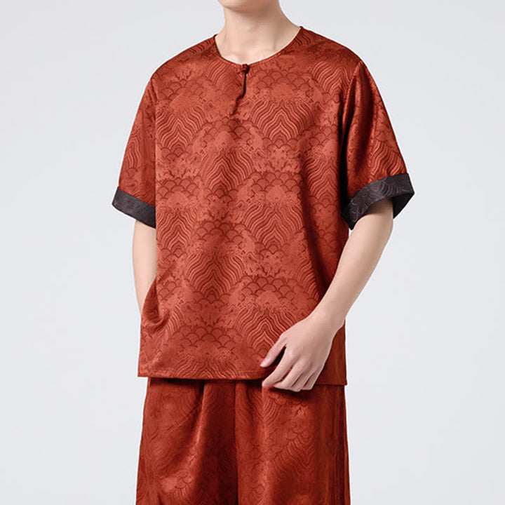 Buddha Stones Sommerliches Retro-T-Shirt mit Knister- und Wolkenmuster, Kurzarm, für Herren - image 17