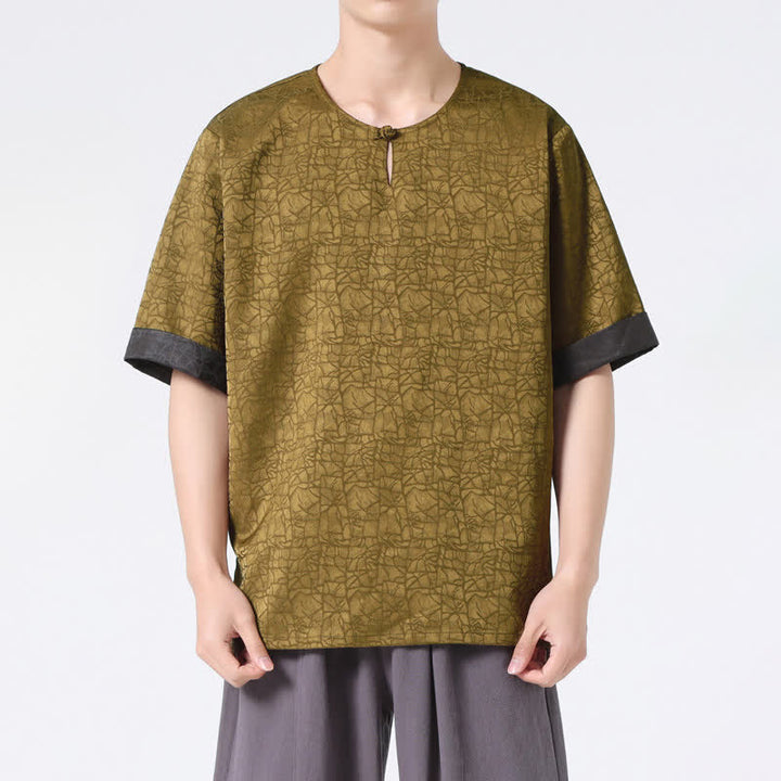 Buddha Stones Sommerliches Retro-T-Shirt mit Knister- und Wolkenmuster, Kurzarm, für Herren - image 1