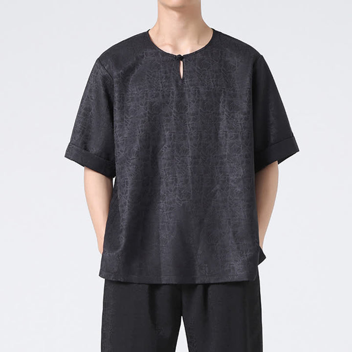 Buddha Stones Sommerliches Retro-T-Shirt mit Knister- und Wolkenmuster, Kurzarm, für Herren - image 25