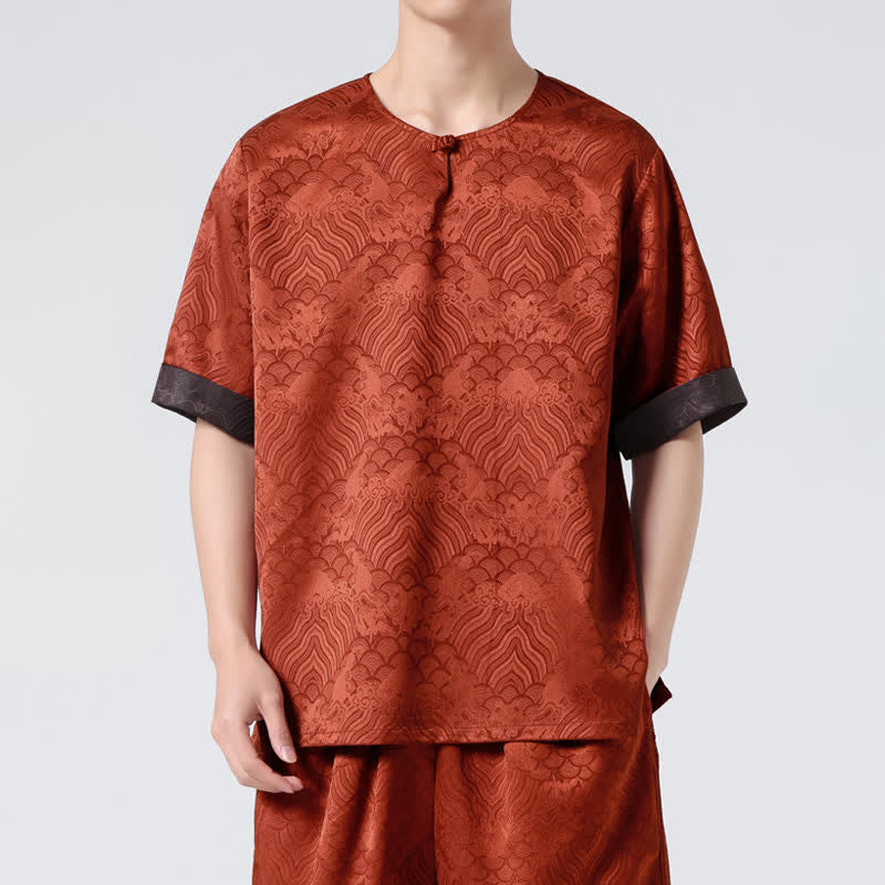 Buddha Stones Sommerliches Retro-T-Shirt mit Knister- und Wolkenmuster, Kurzarm, für Herren - image 15