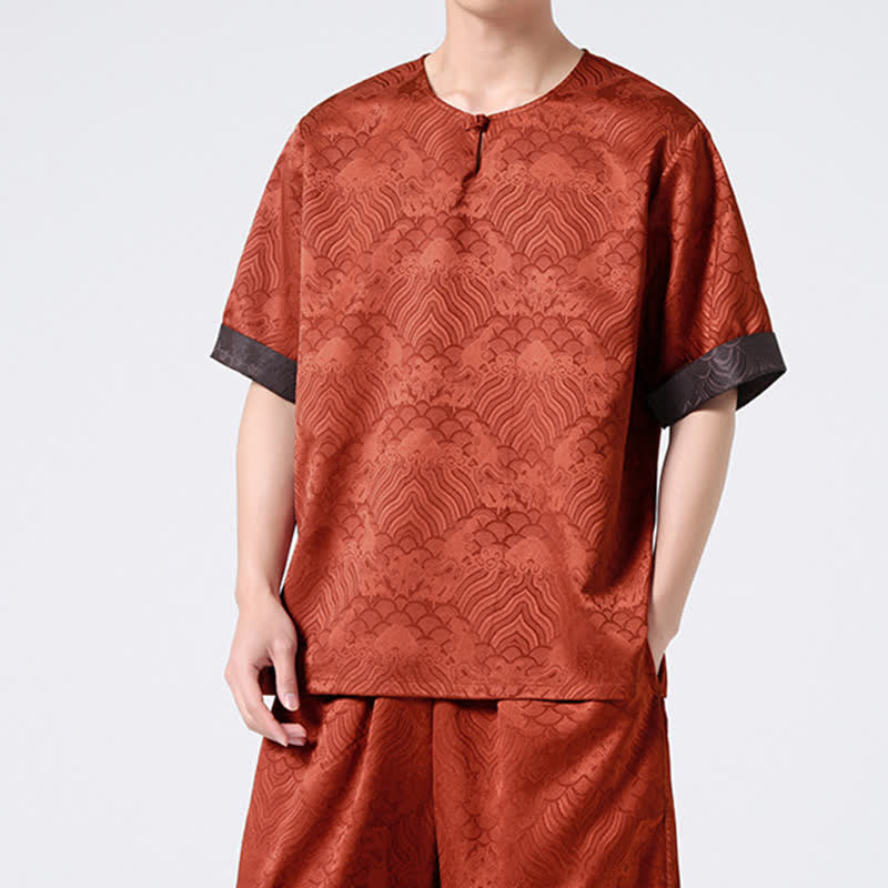 Buddha Stones Sommerliches Retro-T-Shirt mit Knister- und Wolkenmuster, Kurzarm, für Herren - image 19