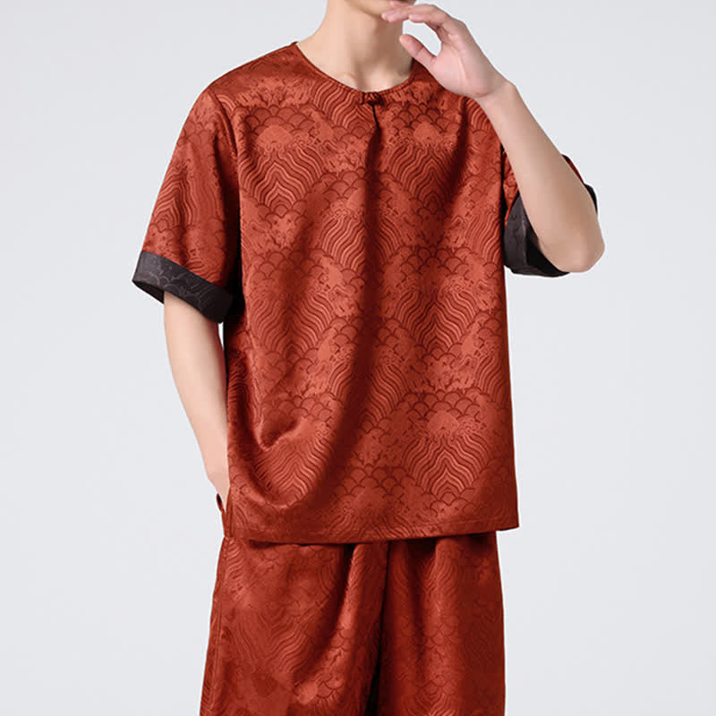 Buddha Stones Sommerliches Retro-T-Shirt mit Knister- und Wolkenmuster, Kurzarm, für Herren - image 21