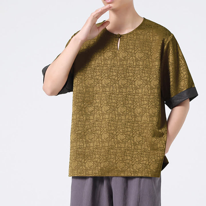 Buddha Stones Sommerliches Retro-T-Shirt mit Knister- und Wolkenmuster, Kurzarm, für Herren - image 8