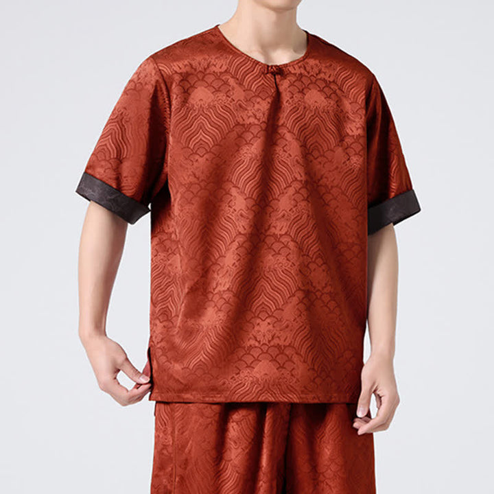 Buddha Stones Sommerliches Retro-T-Shirt mit Knister- und Wolkenmuster, Kurzarm, für Herren - image 22