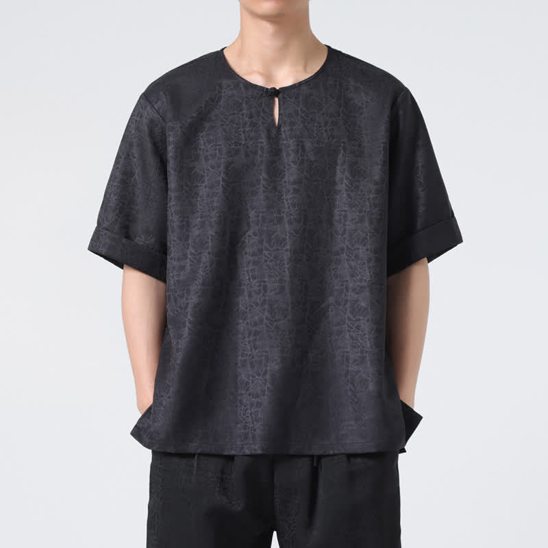 Buddha Stones Sommerliches Retro-T-Shirt mit Knister- und Wolkenmuster, Kurzarm, für Herren - image 26