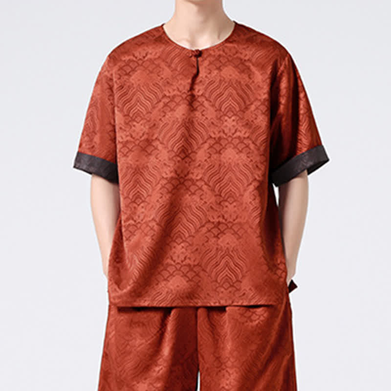 Buddha Stones Sommerliches Retro-T-Shirt mit Knister- und Wolkenmuster, Kurzarm, für Herren - image 14