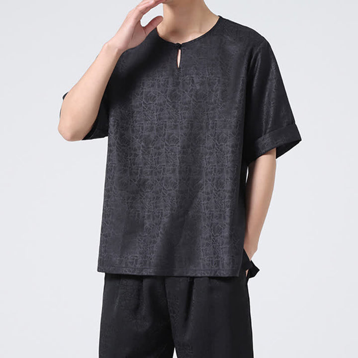 Buddha Stones Sommerliches Retro-T-Shirt mit Knister- und Wolkenmuster, Kurzarm, für Herren - image 30