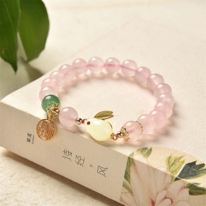 Armband „Jahr des Kaninchens“, natürliches rosa Kristallgrünes Achat-Häschen-Liebes-Glück-Armband - Rosa Kristall (Beruhigend♥Wärme) - image 0