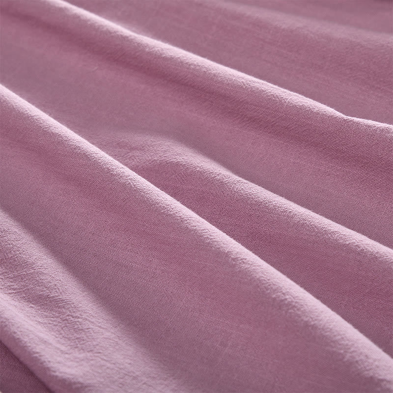 Buddha Stones Einfarbiges, langärmeliges Damen-Baumwollhemd mit Rundhalsausschnitt, Froschknopfleiste und Knöpfen - image 15