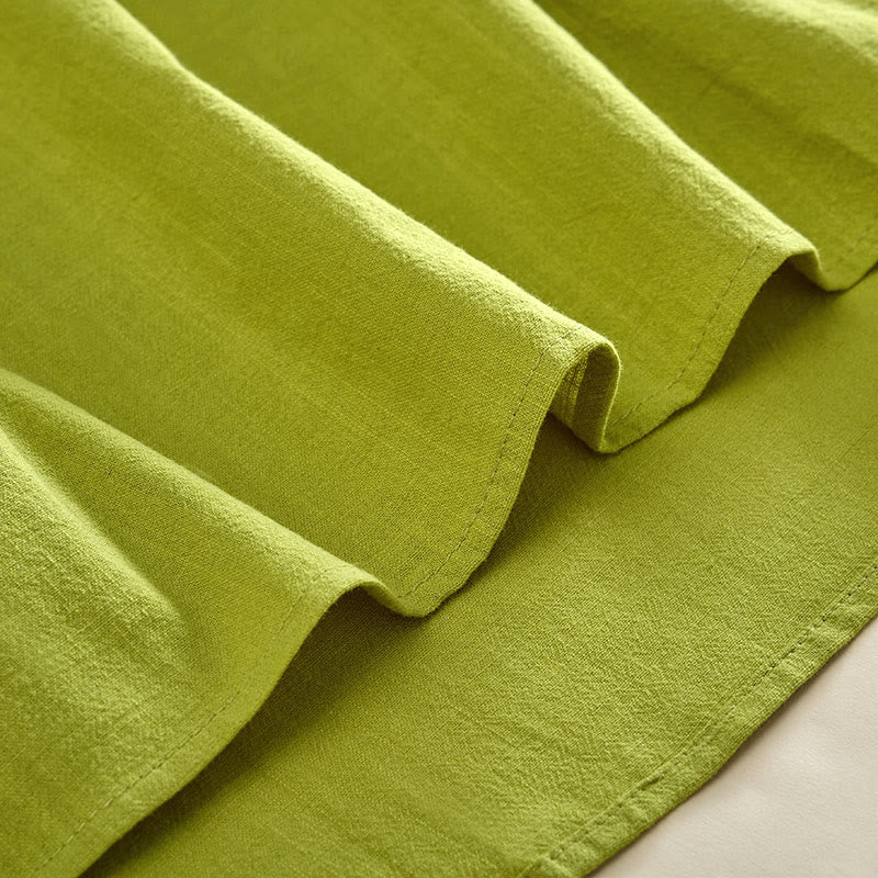 Buddha Stones Einfarbiges, langärmeliges Damen-Baumwollhemd mit Rundhalsausschnitt, Froschknopfleiste und Knöpfen - image 6