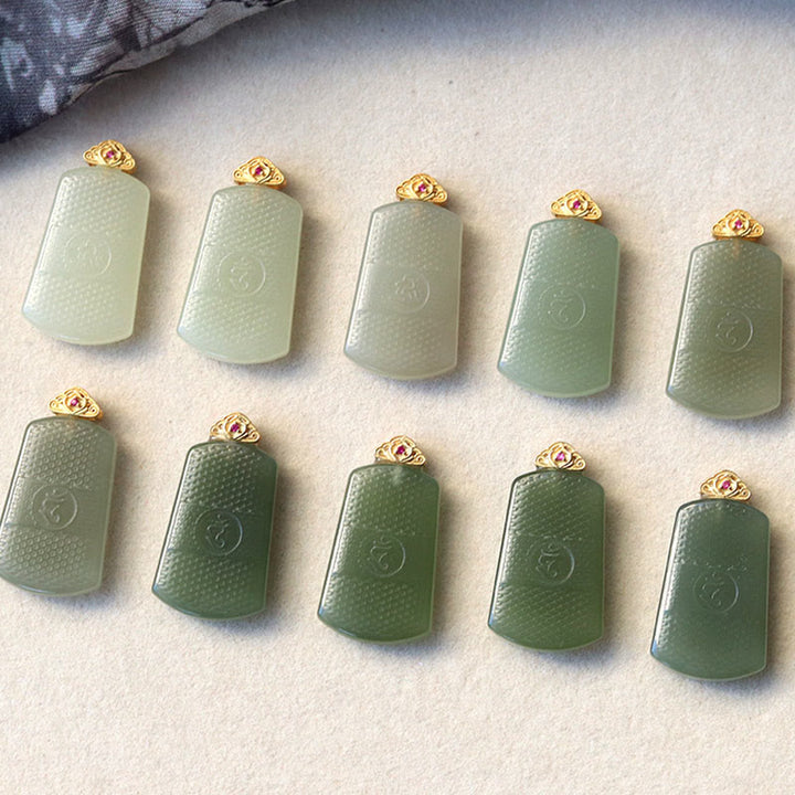 Buddha Stones Halskettenanhänger aus Hetian-Jade und 925er Sterlingsilber mit Om-Symbol (Symbol für Wohlstand) - image 11