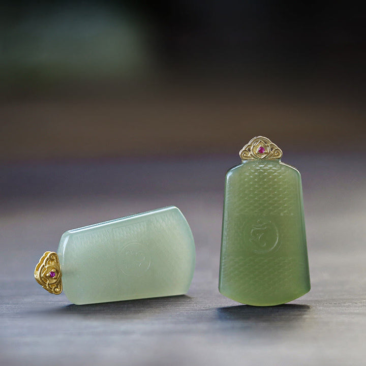 Buddha Stones Halskettenanhänger aus Hetian-Jade und 925er Sterlingsilber mit Om-Symbol (Symbol für Wohlstand) - image 10