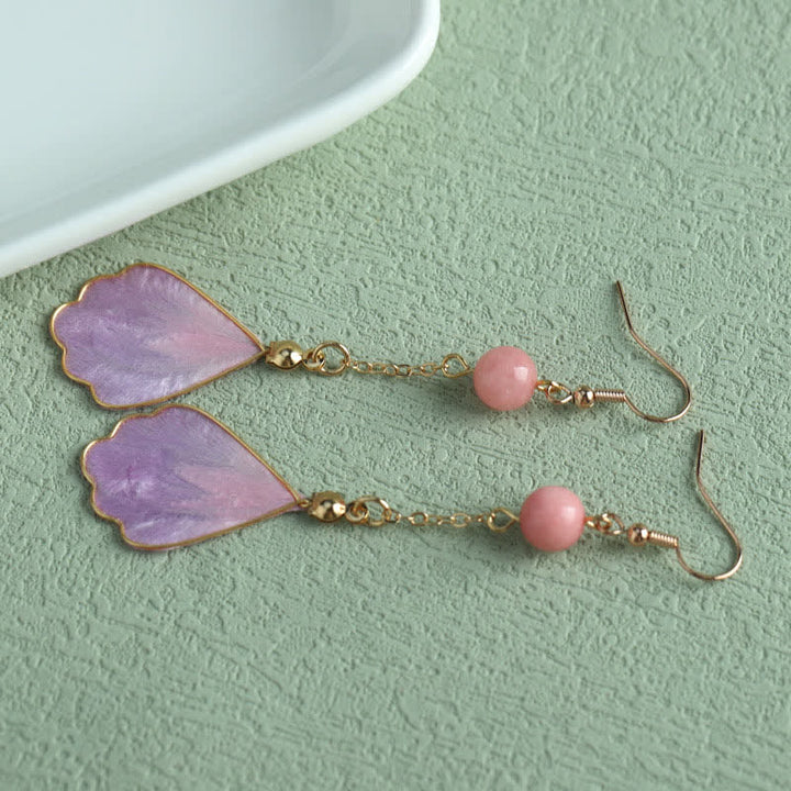 Buddha Stones Handgefertigte Ohrhänger aus Seide mit Blütenblattmotiv – Glücksbringer und Segenssymbol - image 12