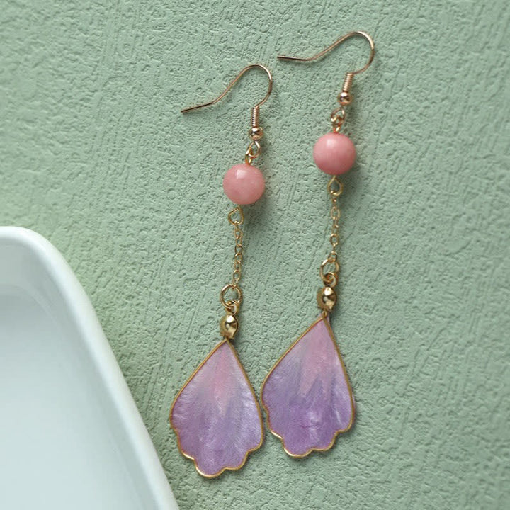 Buddha Stones Handgefertigte Ohrhänger aus Seide mit Blütenblattmotiv – Glücksbringer und Segenssymbol - image 10