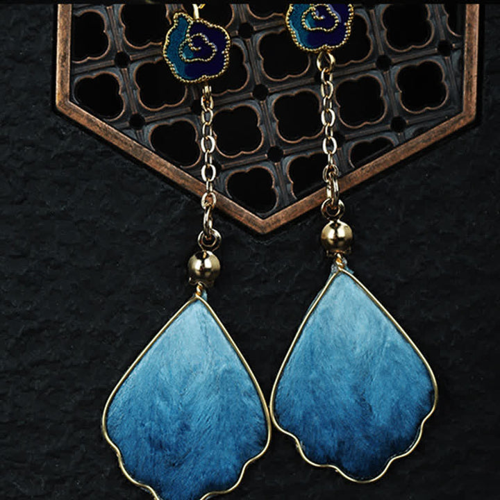 Buddha Stones Handgefertigte Ohrhänger aus Seide mit Blütenblattmotiv – Glücksbringer und Segenssymbol - image 7