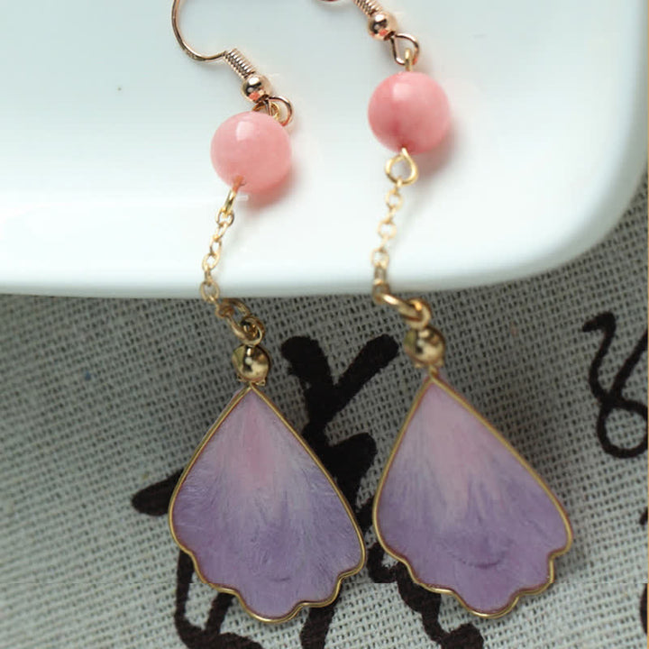 Buddha Stones Handgefertigte Ohrhänger aus Seide mit Blütenblattmotiv – Glücksbringer und Segenssymbol - image 14