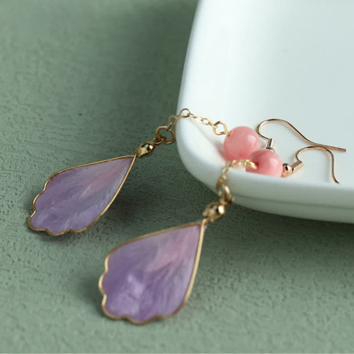 Buddha Stones Handgefertigte Ohrhänger aus Seide mit Blütenblattmotiv – Glücksbringer und Segenssymbol - image 13