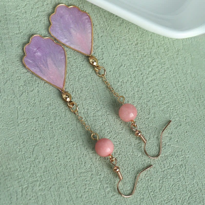 Buddha Stones Handgefertigte Ohrhänger aus Seide mit Blütenblattmotiv – Glücksbringer und Segenssymbol - image 11