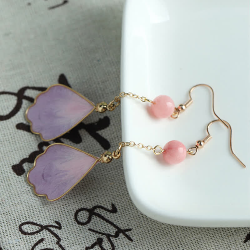 Buddha Stones Handgefertigte Ohrhänger aus Seide mit Blütenblattmotiv – Glücksbringer und Segenssymbol - image 15