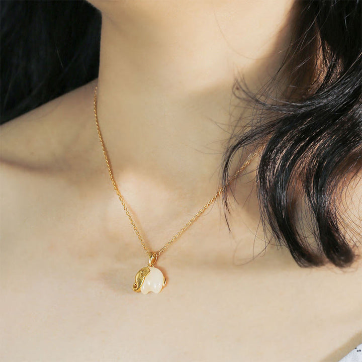 Buddha Stones Elefanten-Anhänger aus Hetian-Jade und 925er Sterlingsilber – Glücksbringer-Halskette - image 4