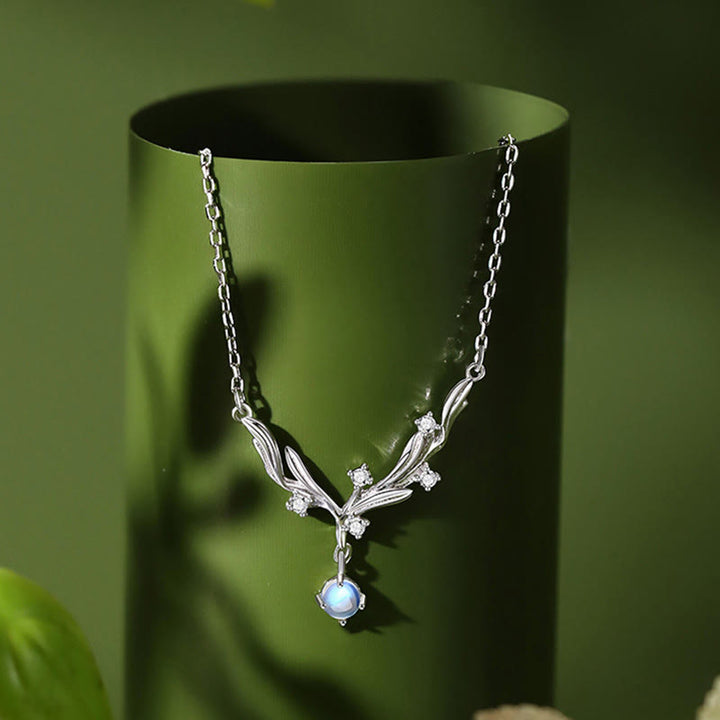 Buddha Stones Halskettenanhänger aus 925er Sterlingsilber mit Mistelzweig als Schutz vor bösen Geistern - image 1