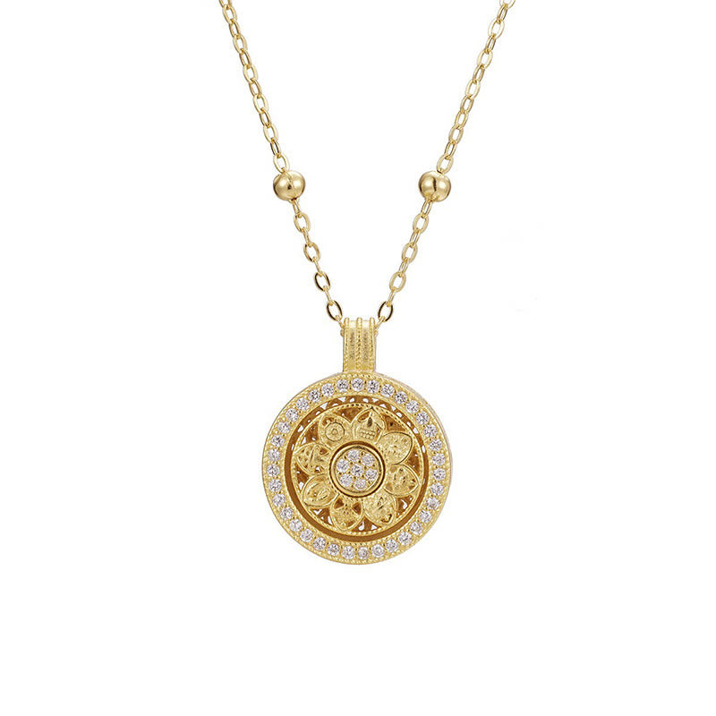 Buddha Stones Halskettenanhänger „Acht Schätze“ aus 925er Sterlingsilber mit Luo-Pan-Segenssymbol - Kugelkette aus 925er Sterlingsilber (Durchmesser: 15 mm) - image 8