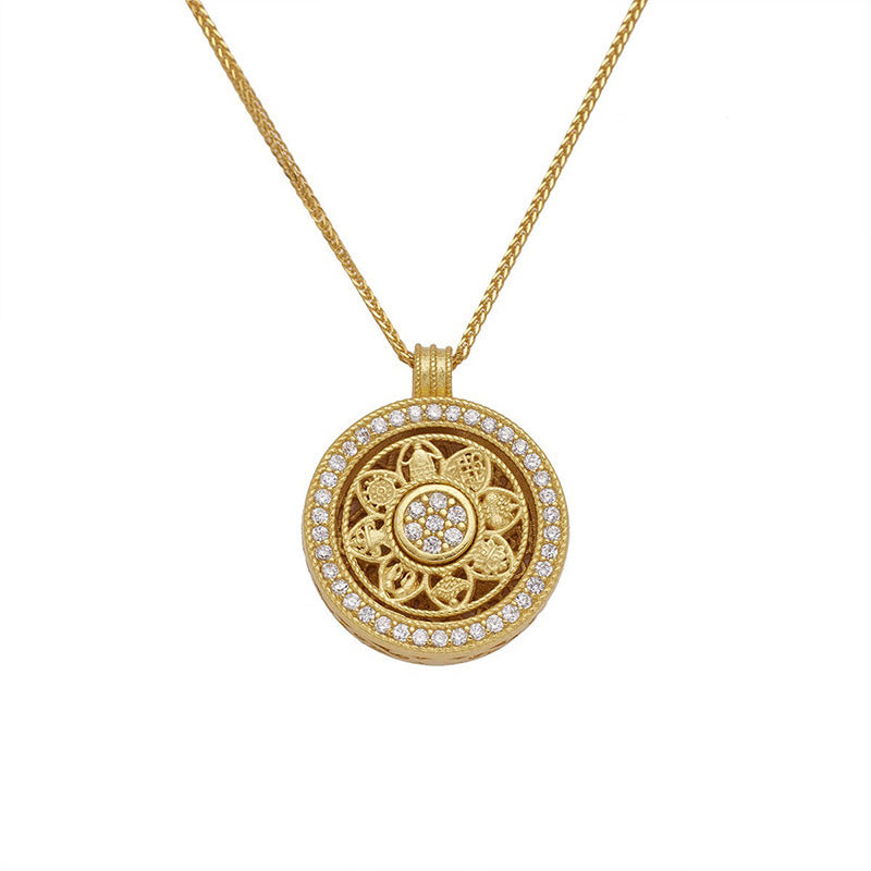 Buddha Stones Halskettenanhänger „Acht Schätze“ aus 925er Sterlingsilber mit Luo-Pan-Segenssymbol - 925 Sterlingsilber (Durchmesser: 15 mm) - image 7