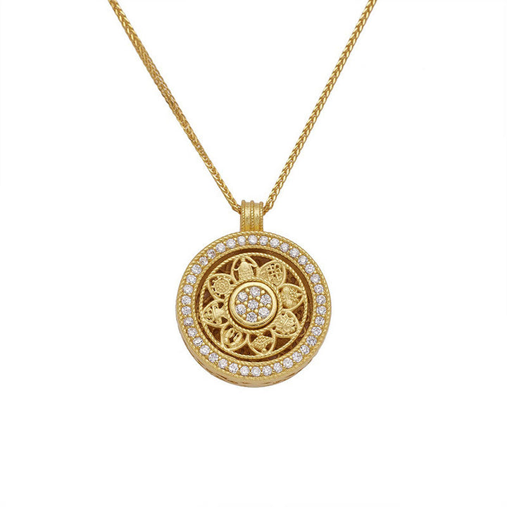 Buddha Stones Halskettenanhänger „Acht Schätze“ aus 925er Sterlingsilber mit Luo-Pan-Segenssymbol - 925 Sterlingsilber (Durchmesser: 15 mm) - image 7