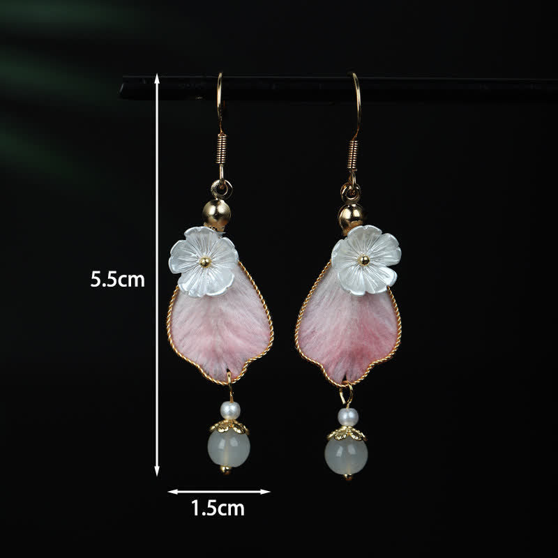 Buddha Stones Handgefertigte Ohrhänger aus Seide mit Blütenblattmotiv – Glücksbringer und Segenssymbol - image 3