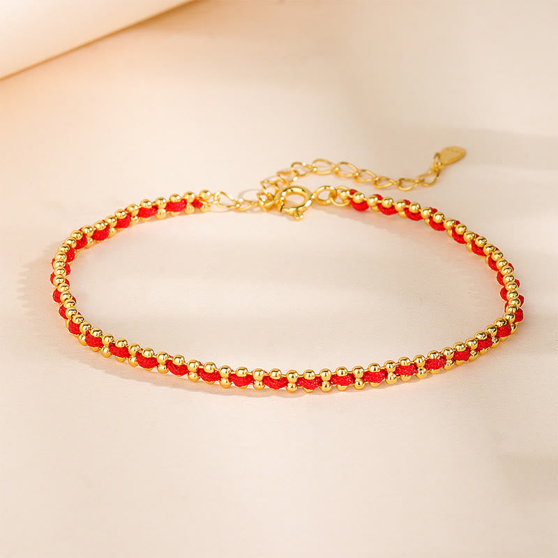 Buddha Stones Armband aus 925er Sterlingsilber zum Schutz vor bösen Geistern - Goldene Kette (Handgelenkumfang: 13-18 cm) - image 0