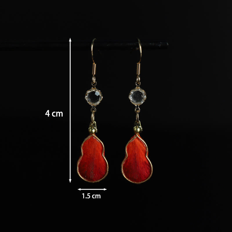 Buddha Stones Handgefertigte Ohrringe aus roter Seide und Kunstglas (Kürbisglas) – Glücksbringer mit Haken - image 6