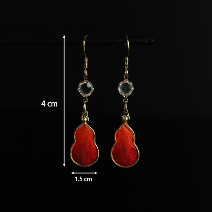 Buddha Stones Handgefertigte Ohrringe aus roter Seide und Kunstglas (Kürbisglas) – Glücksbringer mit Haken - image 6