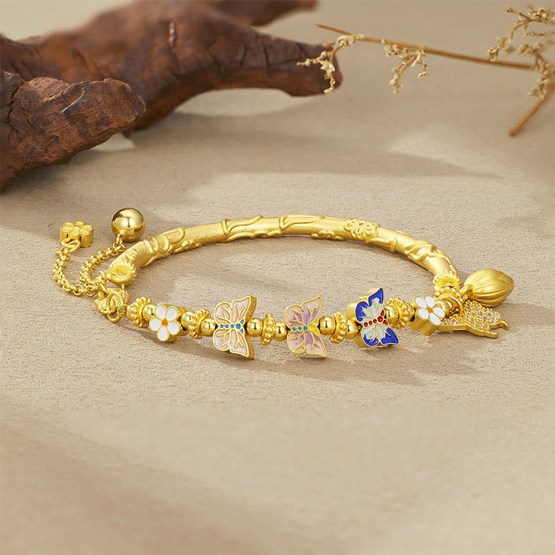 Buddha Stones 925 Sterling Silber Schmetterlings- und Blumen-Balance-Armband - image 2