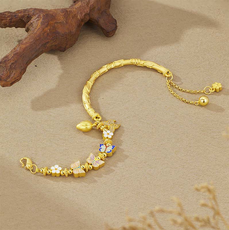 Buddha Stones 925 Sterling Silber Schmetterlings- und Blumen-Balance-Armband - image 4