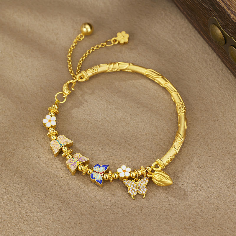 Buddha Stones 925 Sterling Silber Schmetterlings- und Blumen-Balance-Armband - 925er Sterlingsilber (Handgelenkumfang: 13-20 cm) - image 0