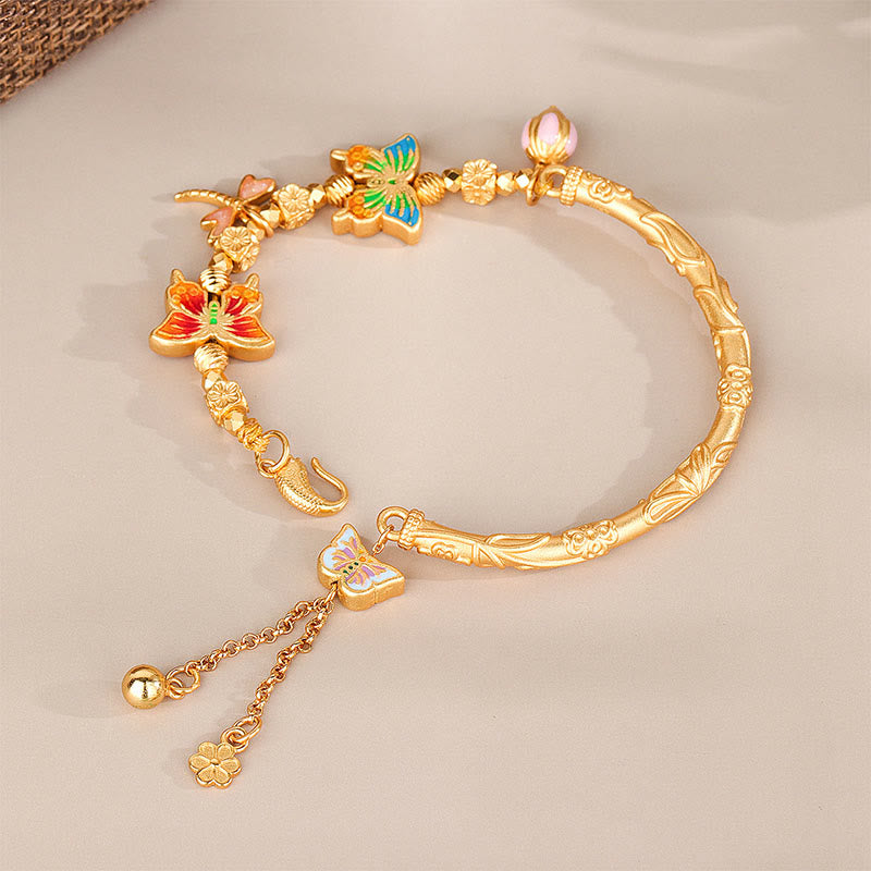 Buddha Stones Schmetterlings- und Blumenarmband aus 925er Sterlingsilber - image 1