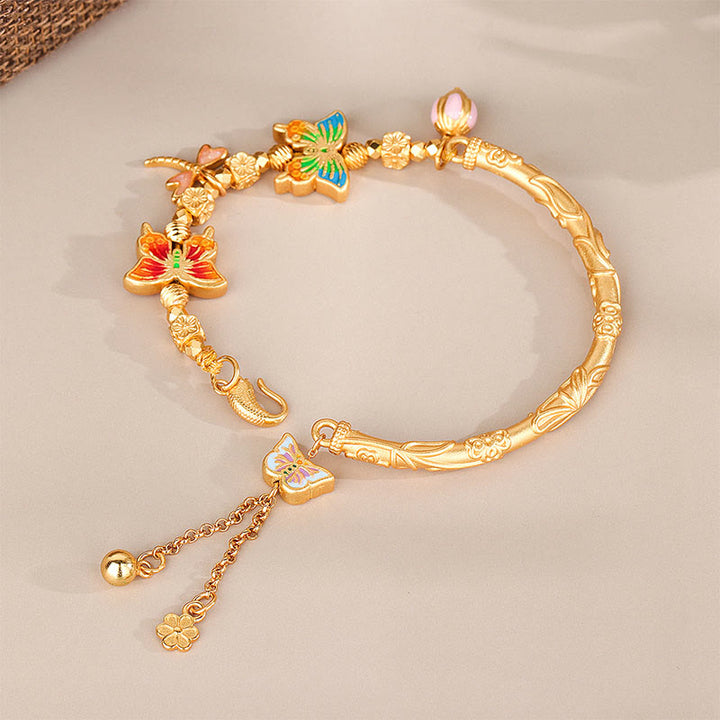 Buddha Stones Schmetterlings- und Blumenarmband aus 925er Sterlingsilber - image 1