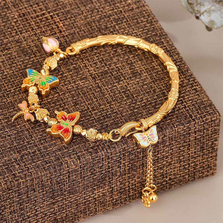 Buddha Stones Schmetterlings- und Blumenarmband aus 925er Sterlingsilber - 925er Sterlingsilber (Handgelenkumfang: 15-16 cm) - image 0