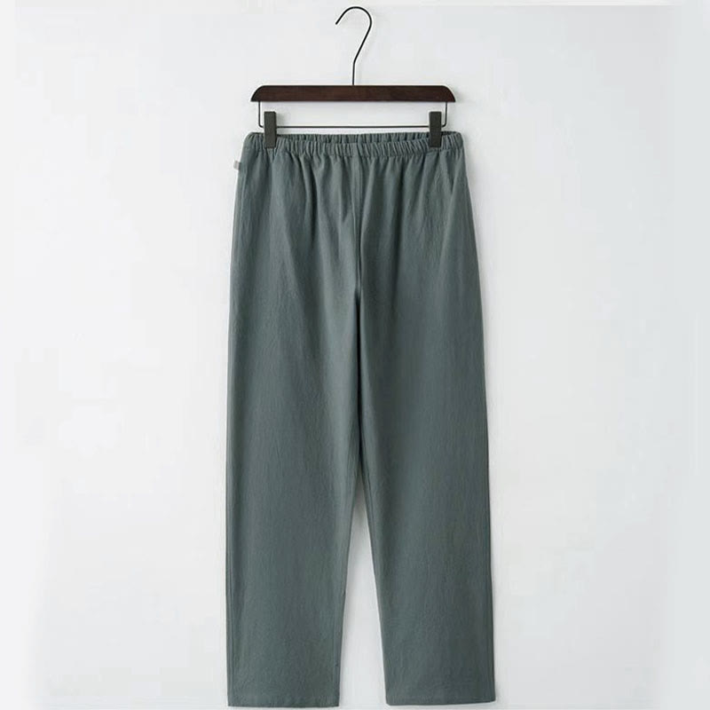 Buddha Stones 2-teiliges Tang-Anzug-Set mit traditionellen Froschknopf-Uniformen, langärmeligem Hemd und Hose für Herren - image 9