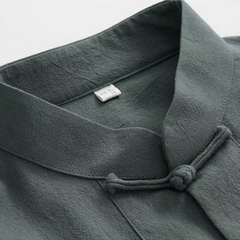 Buddha Stones 2-teiliges Tang-Anzug-Set mit traditionellen Froschknopf-Uniformen, langärmeligem Hemd und Hose für Herren - image 7