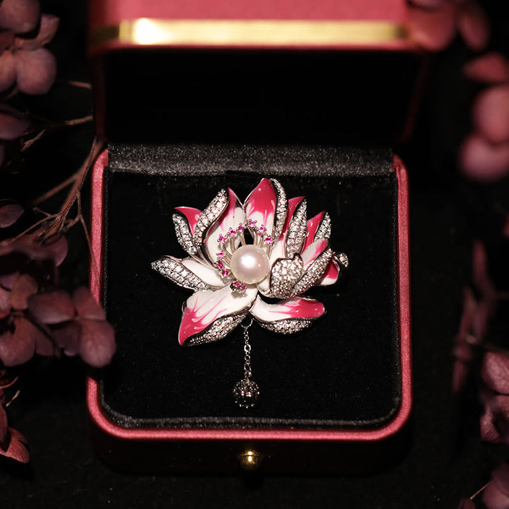 Buddha Stones Lotusblumen-Perlen-Kupferbrosche „Neubeginn“ - image 4