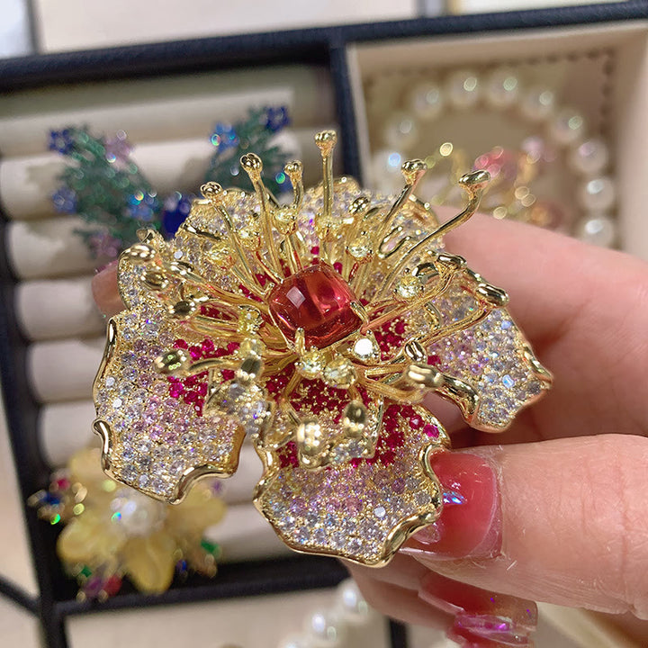 Buddha Stones Kupferbrosche mit Pfingstrosenmotiv – Symbol des Wohlstands - image 4