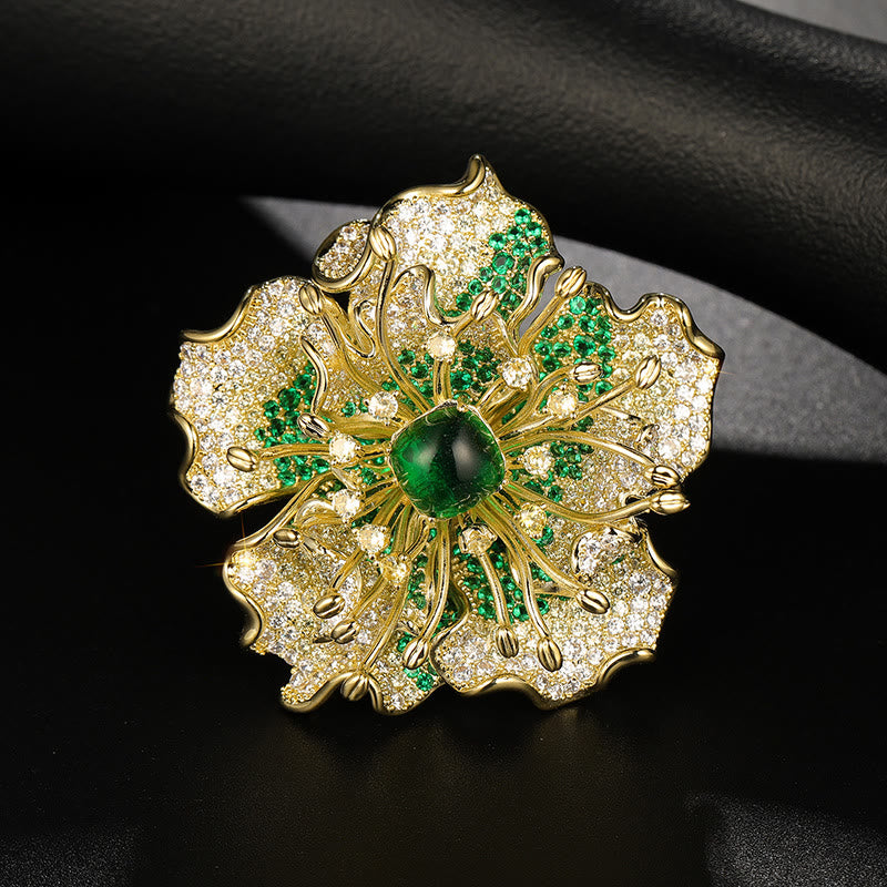 Buddha Stones Kupferbrosche mit Pfingstrosenmotiv – Symbol des Wohlstands - Grüne Pfingstrose - image 8