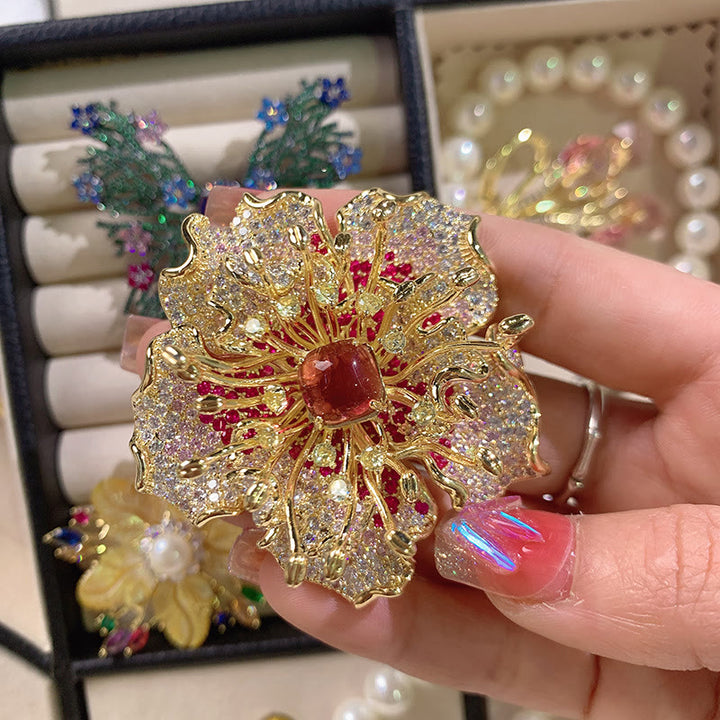 Buddha Stones Kupferbrosche mit Pfingstrosenmotiv – Symbol des Wohlstands - image 3